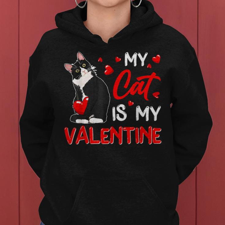 My Cat Is My Valentine Cute Valentines Day Cat Dad Cat Mom Women Hoodie