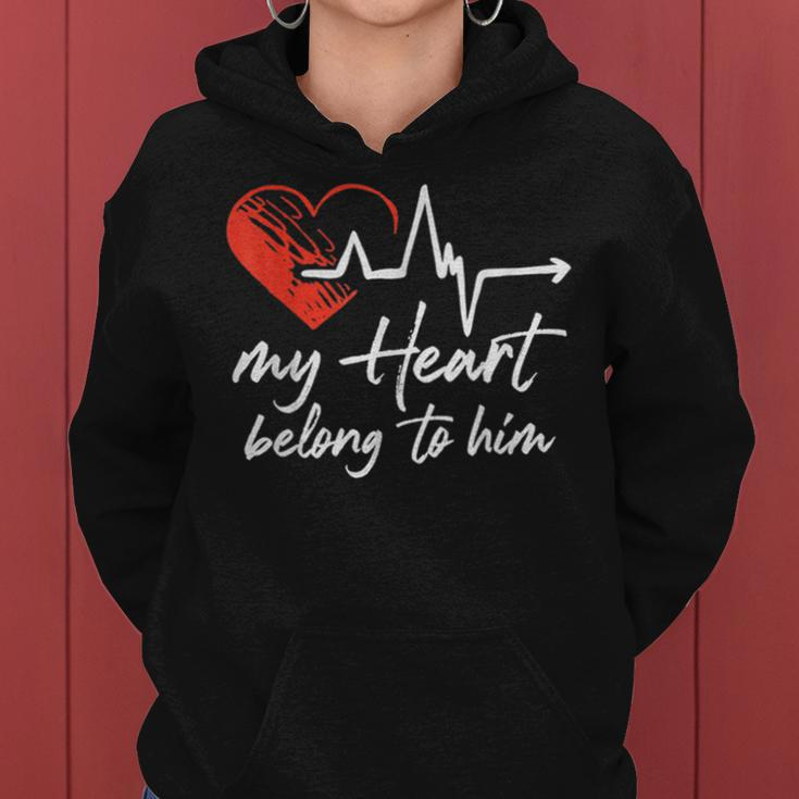 My Heart Belong To Him Couple Awesome Funny Valentine Women Hoodie