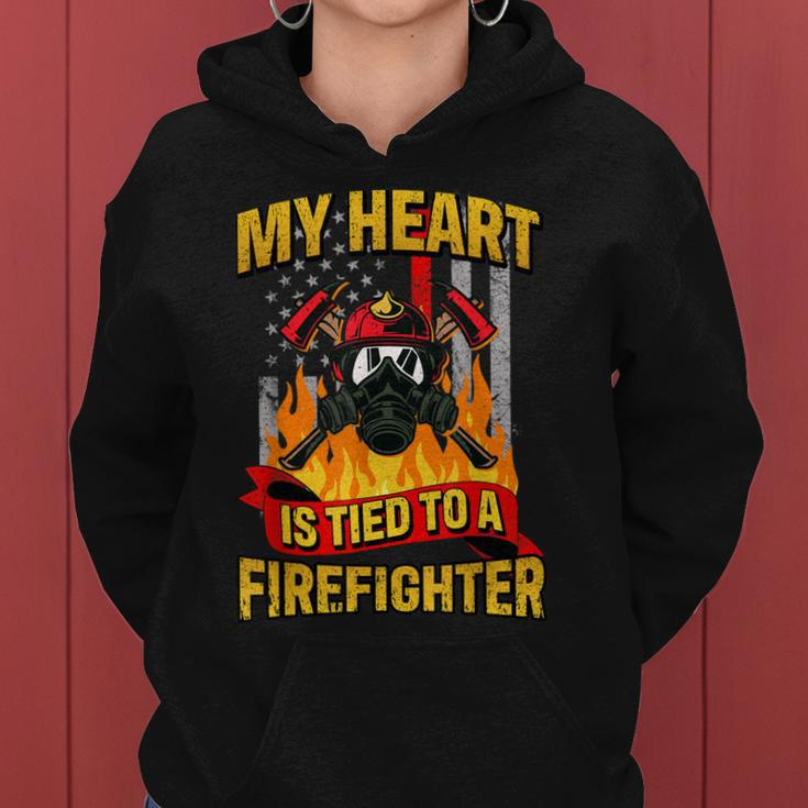 My Heart Is Tied To A Firefighter Fireman Fire Wife Women Hoodie