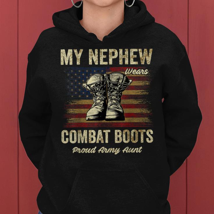 My Nephew Wears Combat Boots Proud Army Aunt Veteran Women Hoodie
