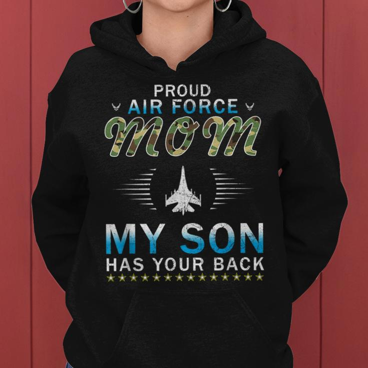 My Son Has Your Back Proud Air Force Mom Camouflage Army Women Hoodie