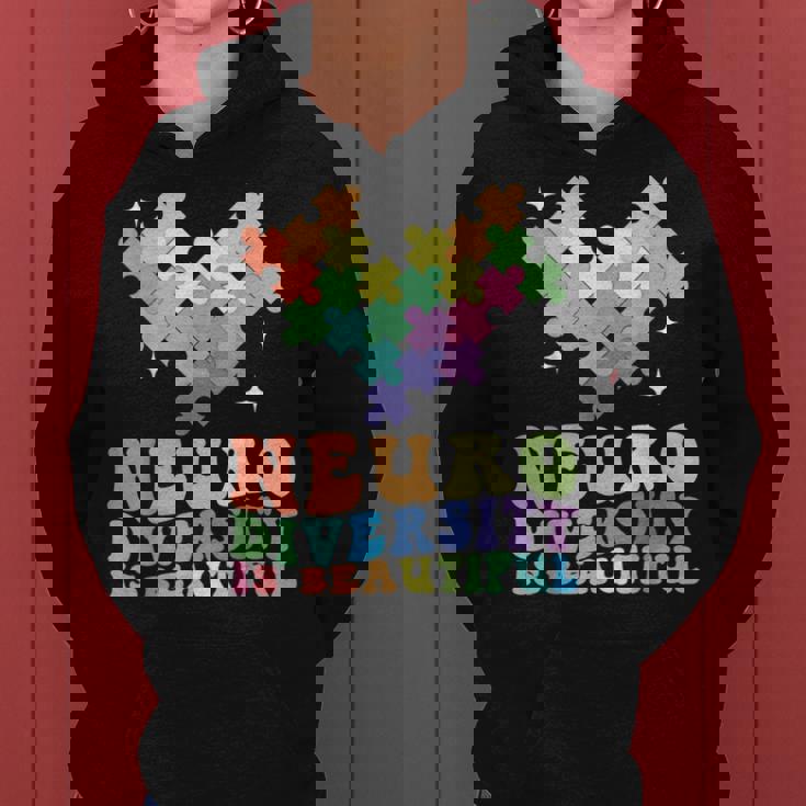 Neurodiversity Is Beautiful Puzzle Pieces Rainbow Autism Women Hoodie
