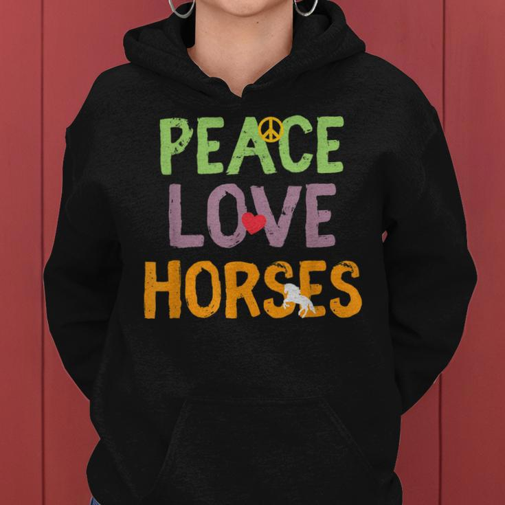 Peace Love Horses Equestrian HorseWomen Hoodie