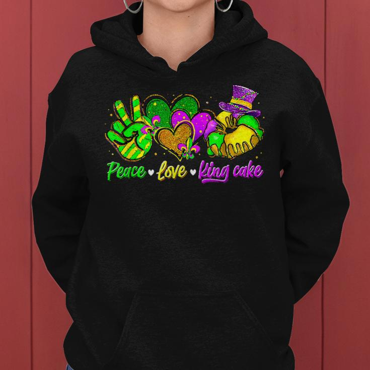 Peace Love King Cake Funny Mardi Gras Party Carnival Gifts V4 Women Hoodie