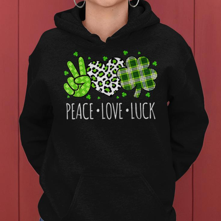 Peace Love Luck Lucky Heart Shamrock Leopard St Patricks Day Women Hoodie