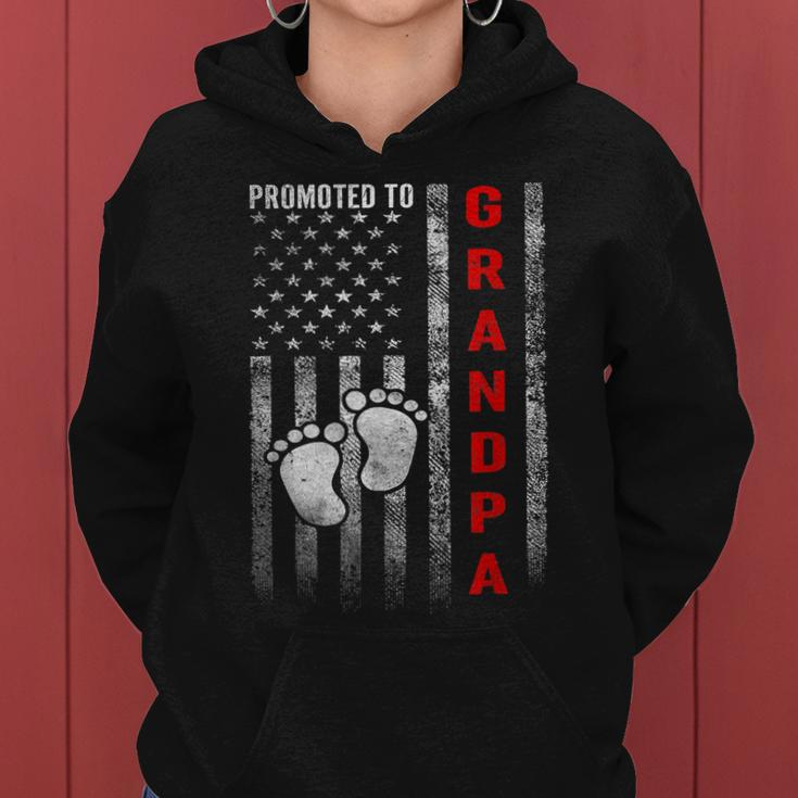 Promoted To Grandpa 2023 American Flag New Grandpa Women Hoodie