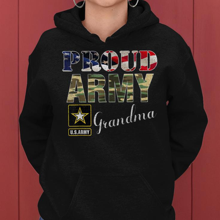Proud Army Grandma With American Flag Gift Veteran Day Women Hoodie