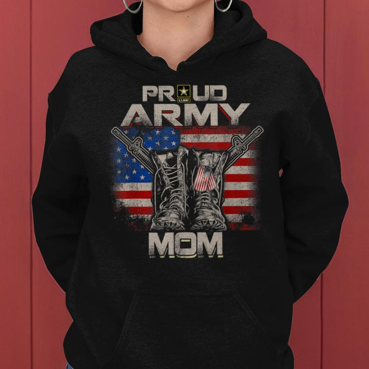 Proud Army Mom America Flag Us Military Pride Women Hoodie