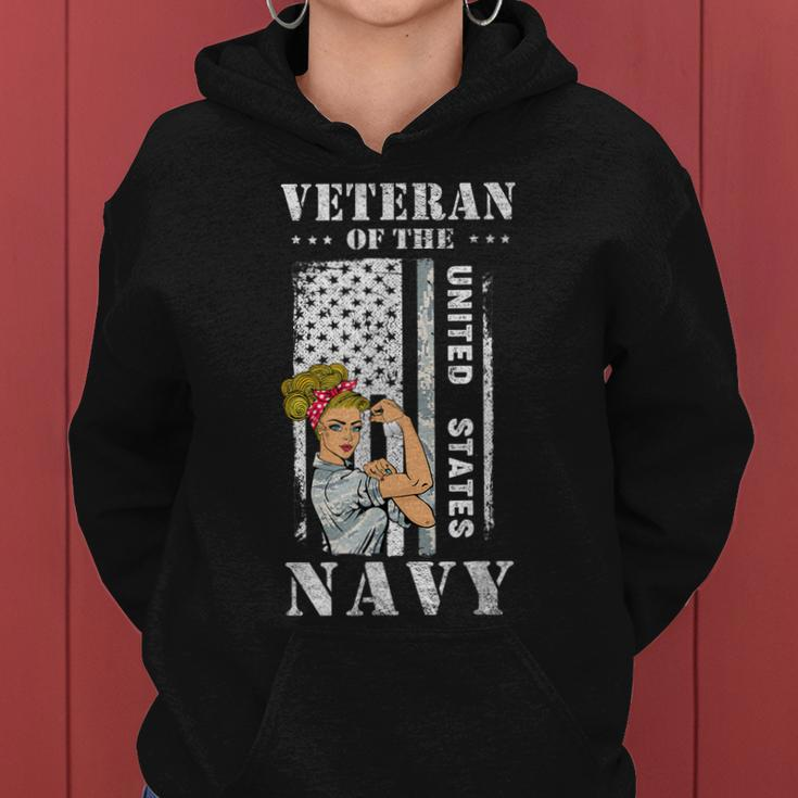 Proud Navy Women US Military Veteran Veterans Day Women Hoodie