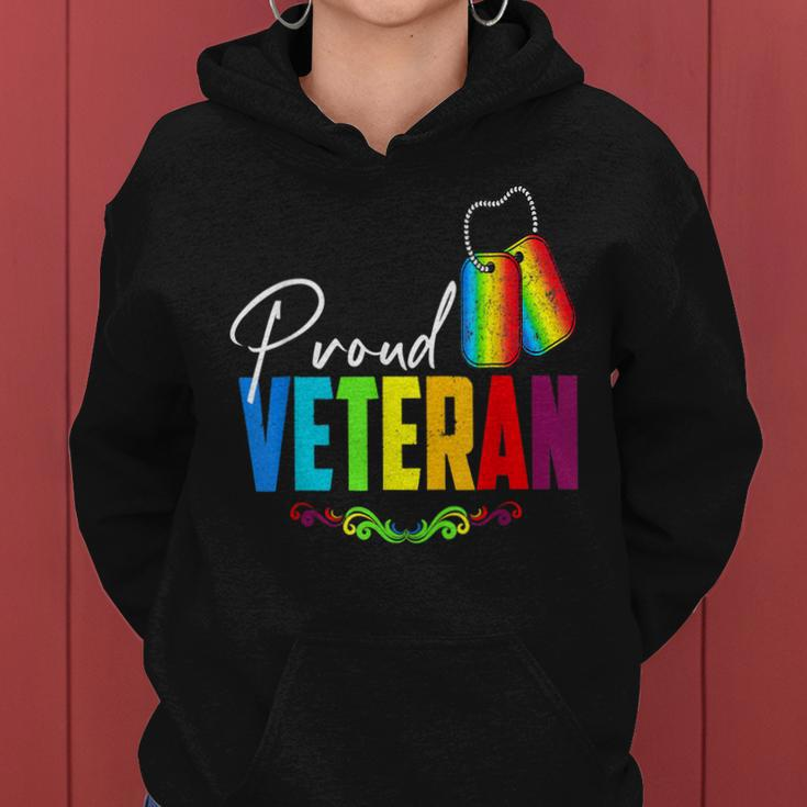 Proud Veteran Trans Military Lgbtq Rainbow Gay Pride Flag Women Hoodie