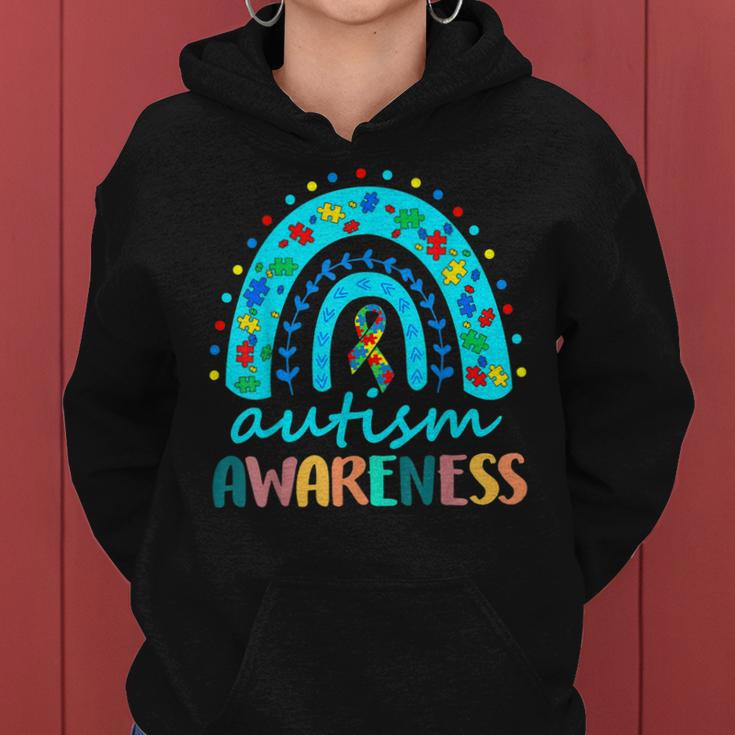 Puzzle Rainbow In April We Wear Blue Autism Awareness Month Women Hoodie
