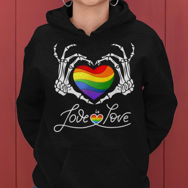 Rainbow Skeleton Heart Love Is Love Lgbt Gay Lesbian Pride Women Hoodie