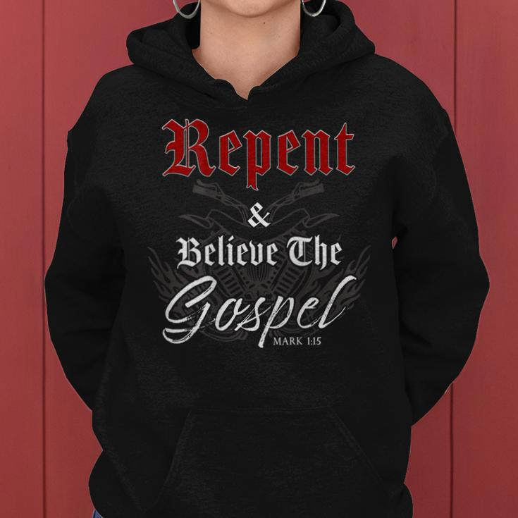 Repent & Believe – Motorcycle Christian Faith Gospel Biker Women Hoodie