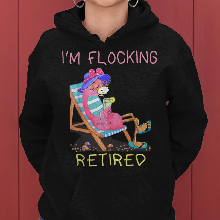 Retired Flamingo Lover Funny Retirement Party Coworker 2021 Women Hoodie Graphic Print Hooded Sweatshirt