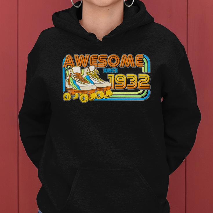 Retro Roller Skates Awesome Since 1932 90Th Birthday Women Hoodie