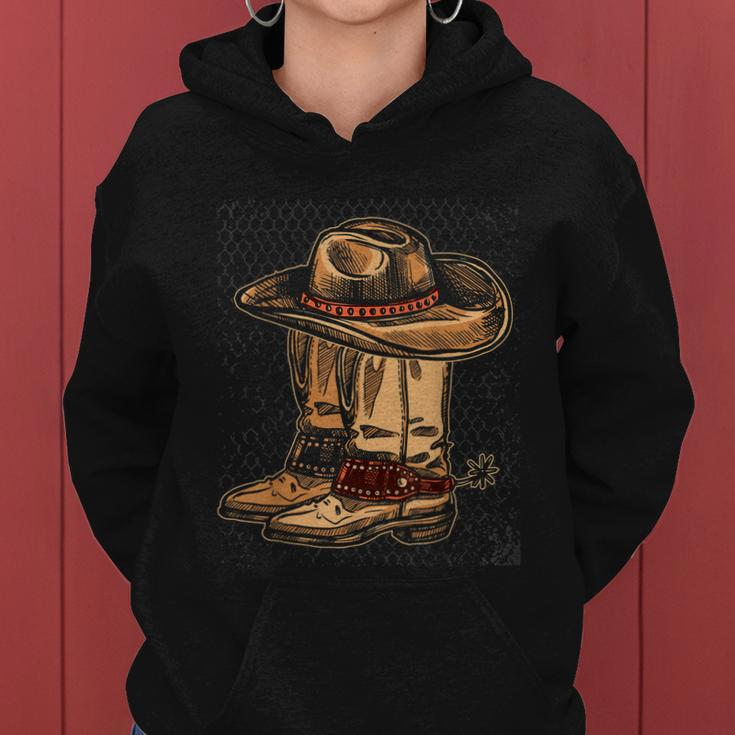 Rodeo Bull Riding Hat Line Dance Boots Cowboy Women Hoodie