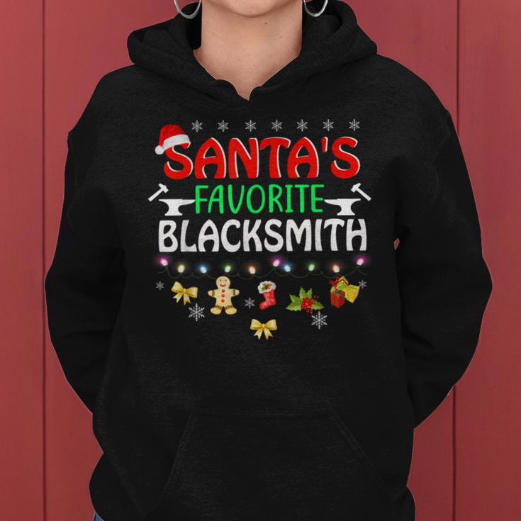 Santas Favorite Blacksmith Funny Christmas Xmas Lights Hat Women Hoodie
