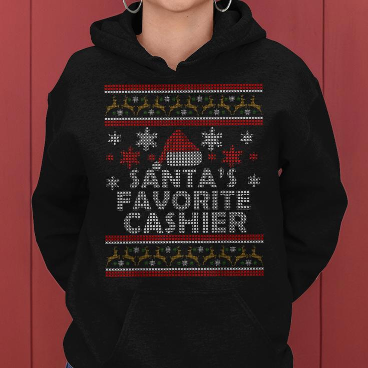 Santas Favorite Cashier Gift Ugly Christmas Women Hoodie