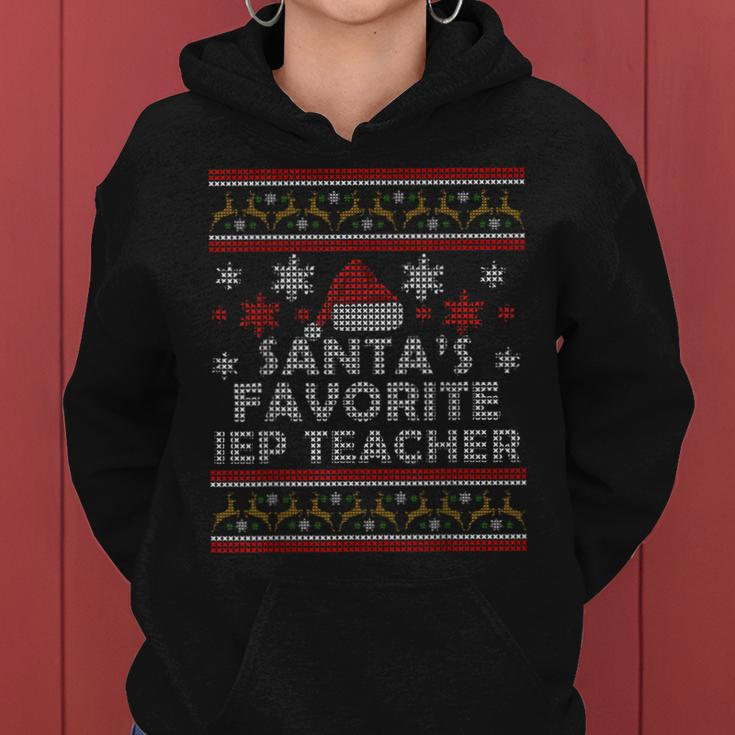 Santas Favorite Iep Teacher Gift Ugly Christmas Women Hoodie