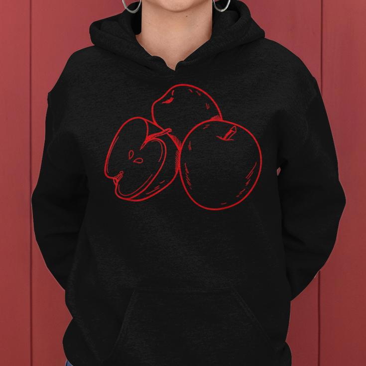 Schwarzes Hoodie mit Rotem Apfel-Design, Kreatives Obst Motiv Tee
