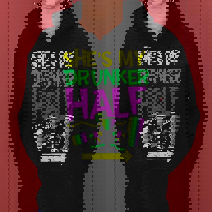 Shes My Drunker Half Matching Couple Boyfriend Mardi Gras Women Hoodie