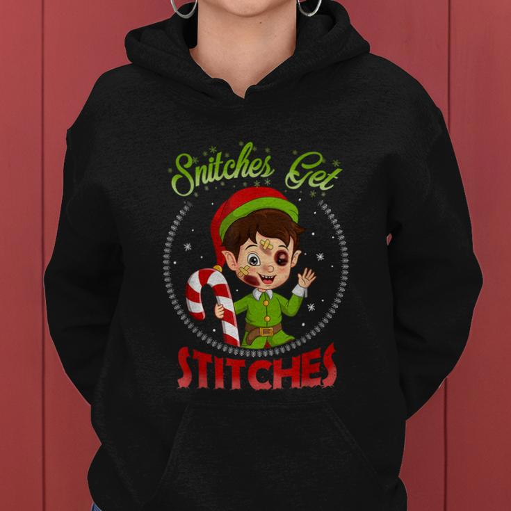 Snitches Get Stitches Elf On A Self Funny Christmas Xmas Holiday V2 Women Hoodie
