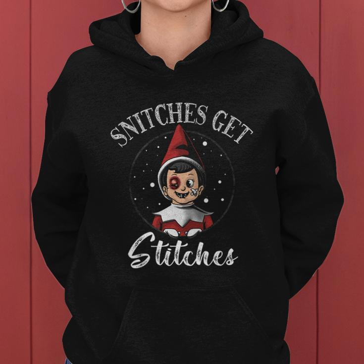Snitches Get Stitches Elf On A Self Funny Christmas Xmas Holiday Women Hoodie