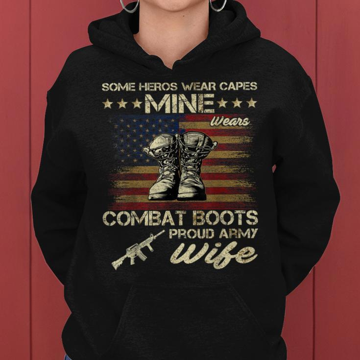 Some Heros Wear Capes Mine Wears Combat Boots Army Wife Women Hoodie