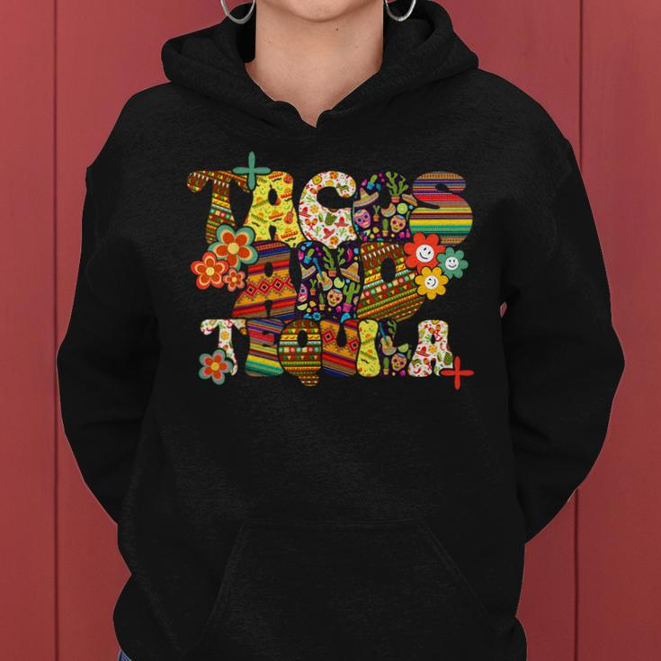 Tacos And Tequila Cinco De Mayo Groovy Mexican Drinking Women Hoodie