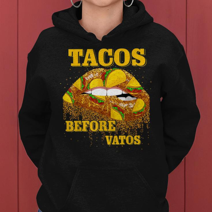 Tacos Before Vatos Valentines Day Tacos Lips Couple Matching Women Hoodie