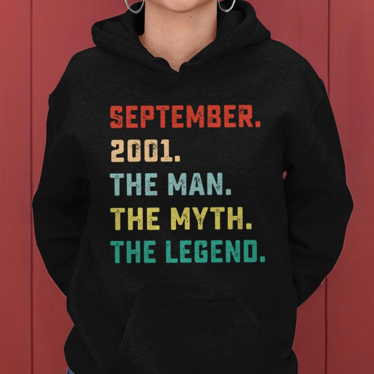 The Man Myth Legend September 2001 Birthday Gift 18 Yr Old Women Hoodie