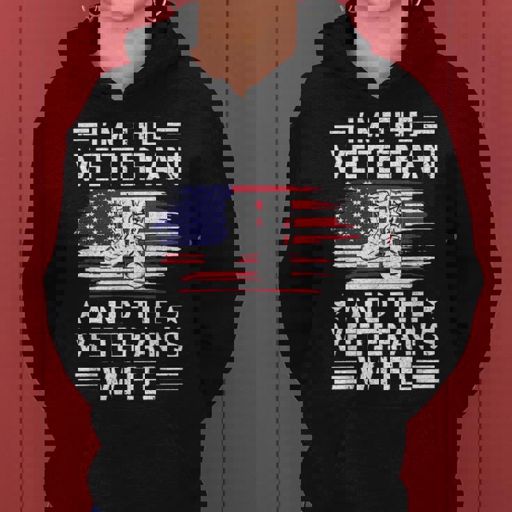 The Veteran & The Veterans Wife Proud American Veteran Wife Women Hoodie