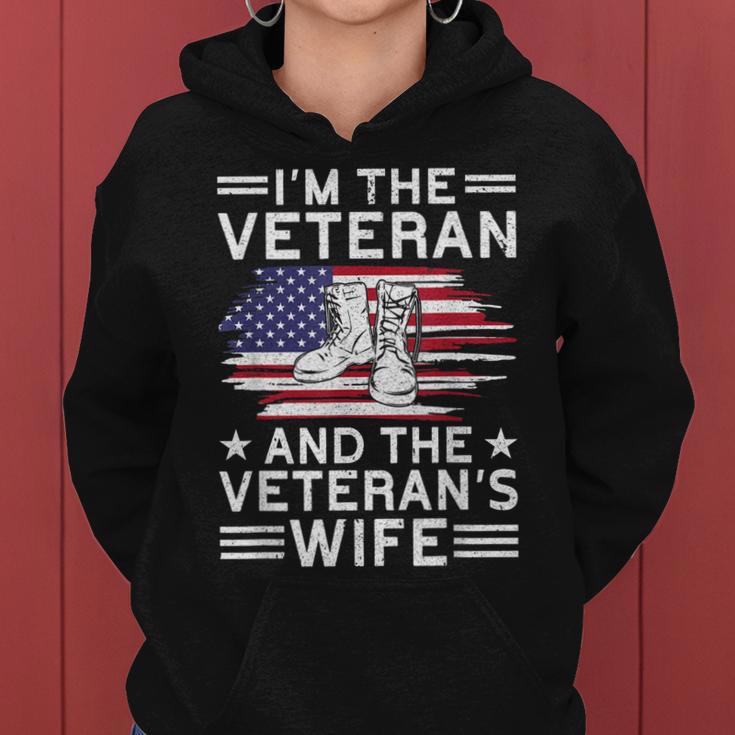 The Veteran & The Veterans Wife Proud American Veteran Wife Women Hoodie