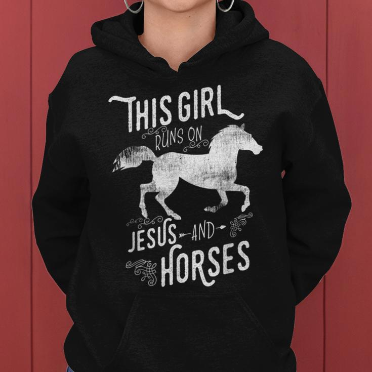This Girl Runs On Jesus And Horses Horseback Riding Lover Women Hoodie