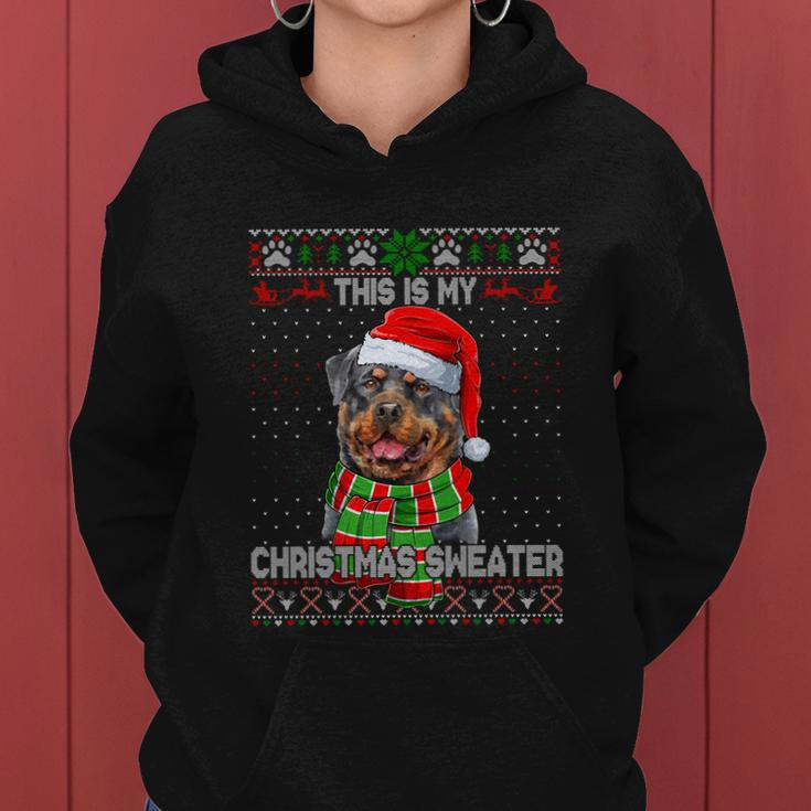This Is My Christmas Sweater Rottweiler Santa Ugly Xmas Women Hoodie