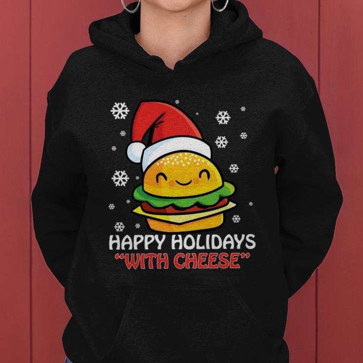 Ugly Christmas Sweater Burger Happy Holidays With Cheese V16 Women Hoodie
