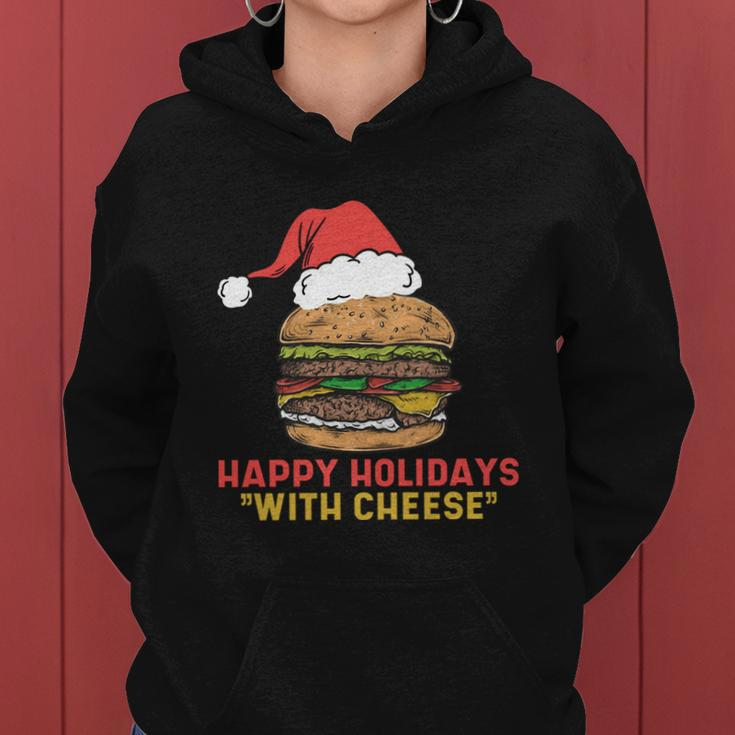Ugly Christmas Sweater Burger Happy Holidays With Cheese V2 Women Hoodie