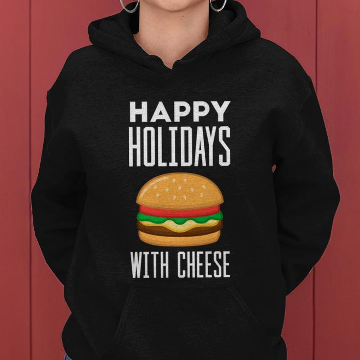 Ugly Christmas Sweater Burger Happy Holidays With Cheese V7 Women Hoodie