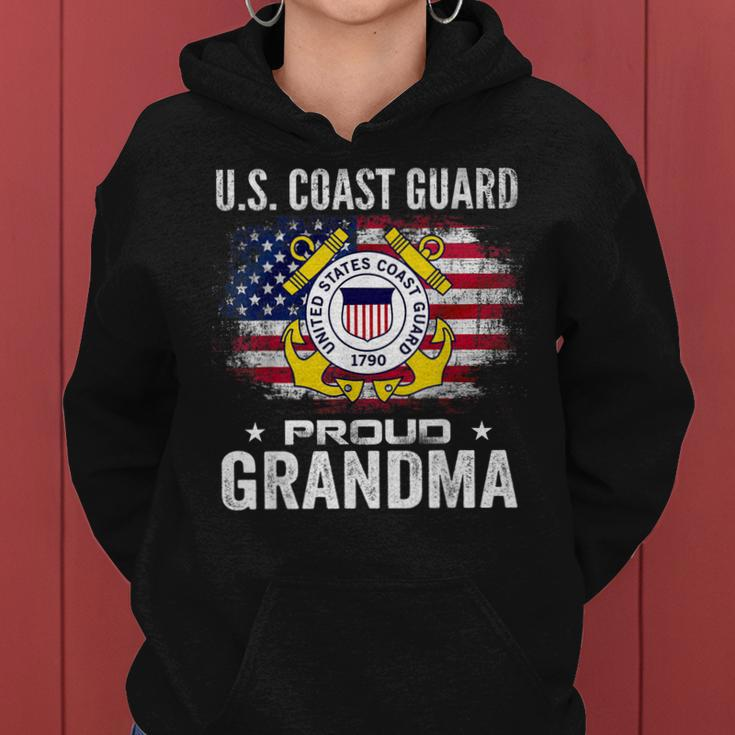 US Coast Guard Proud Grandma With American Flag Gift Women Hoodie