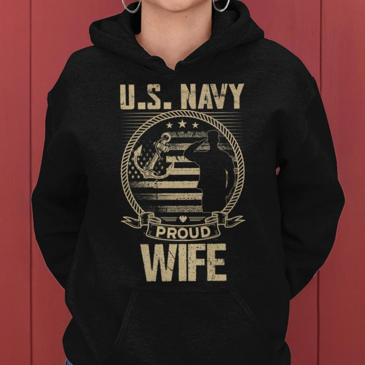 Us Na Vy Proud Wife Veteran Day Memorial Day Military Wife Women Hoodie
