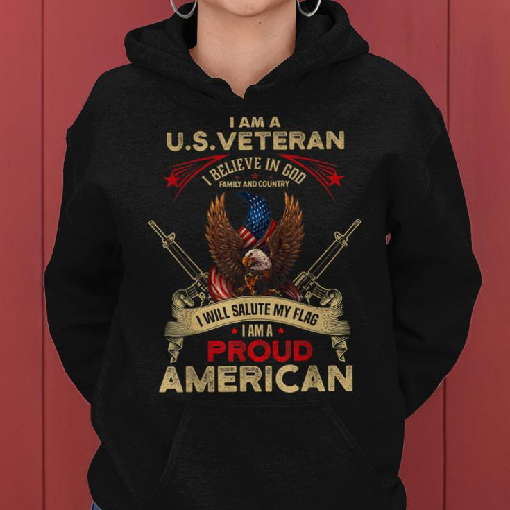 Us Veteran Believe In God Country Flag Proud American Gift Women Hoodie