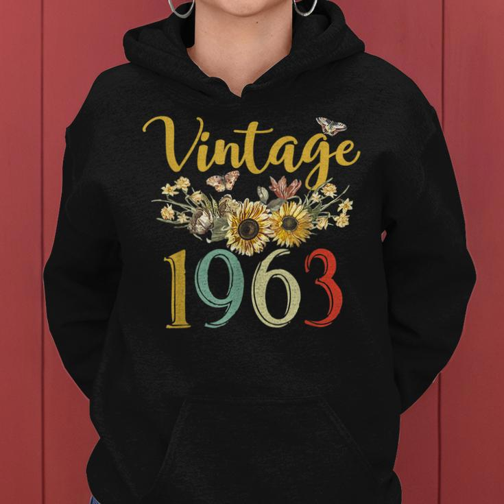 Vintage 1963 Sunflower 60Th Birthday Awesome Since 1963 Women Hoodie
