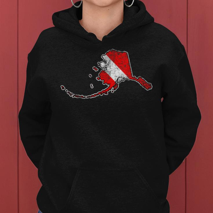 Vintage Alaskascuba Dive Flag State Map Diving Diver Women Hoodie Graphic Print Hooded Sweatshirt