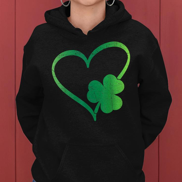 Vintage Happy St Patricks Day Irish Lucky Shamrock Heart Women Hoodie