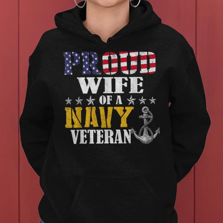Vintage Proud Wife Of A Navy For Veteran Gifts Women Hoodie