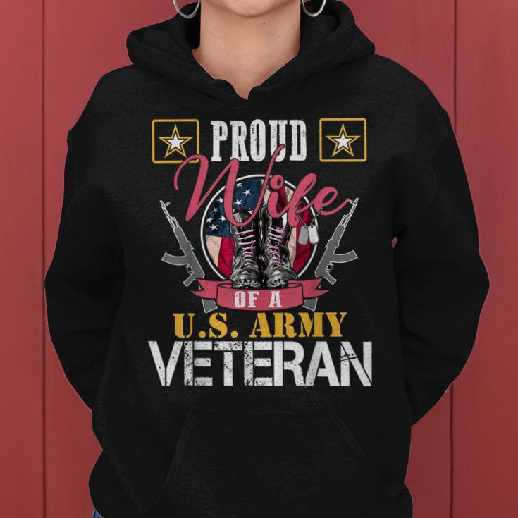 Vintage Proud Wife Of A US Army Veteran Gift Mom Dad Women Hoodie