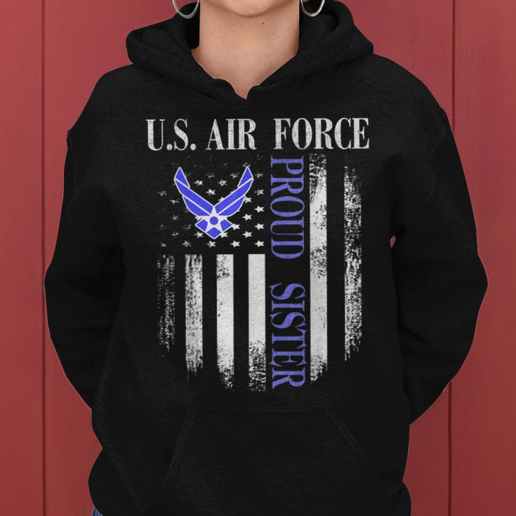 Vintage US Air Force Proud Sister With American Flag Women Hoodie