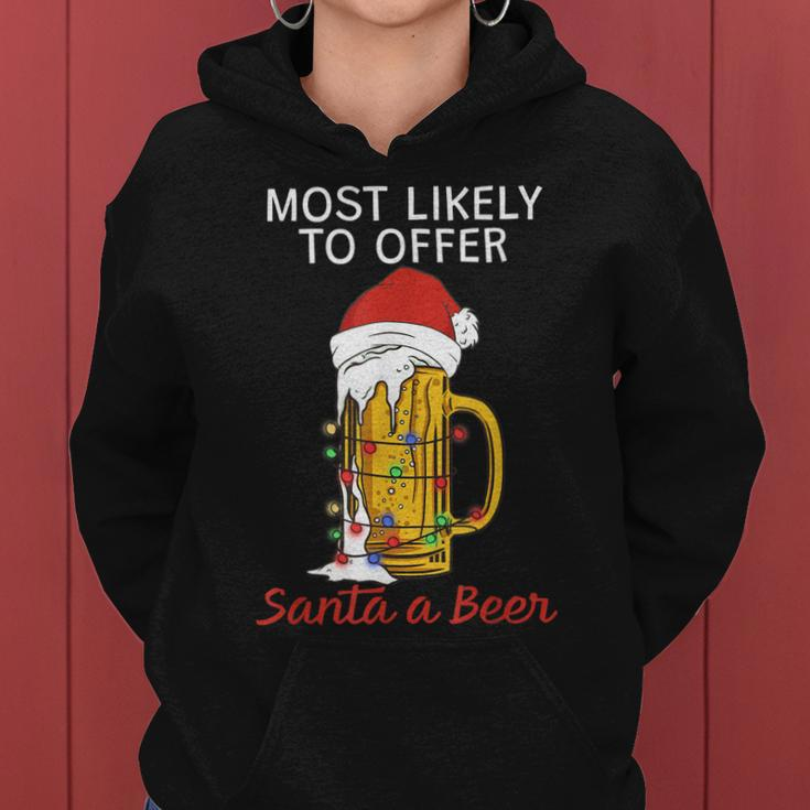 Weihnachtsmann Ein Bier Zu Bieten Frauen Hoodie