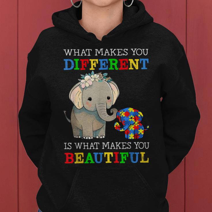What Makes You Different Elephant Mom Autism Awareness Women Hoodie
