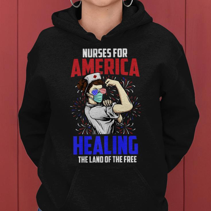 Womens America Nurse 4Th Of July Land Of The Free Patriotic Women Hoodie